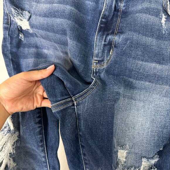 Judy Blue Boyfriend Fit Distressed Jeans 18 Stretch High Rise Casual Pull On - Picture 5 of 9